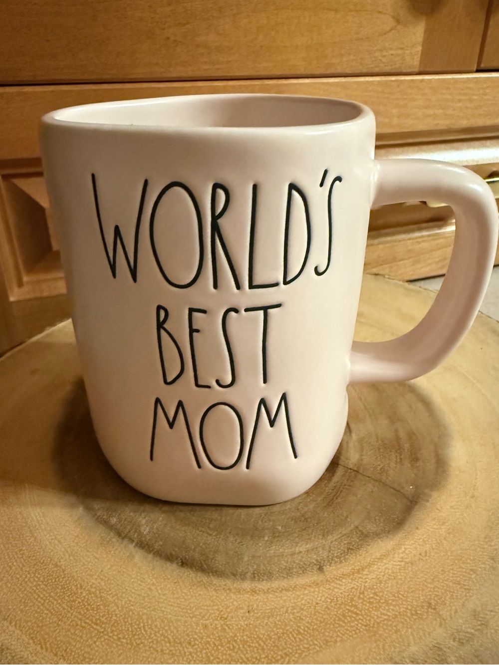 Rae Dunn World's Best Mom Pink Ceramic Mug